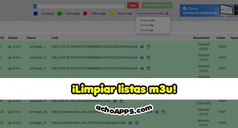 Limpiar Lista M3u